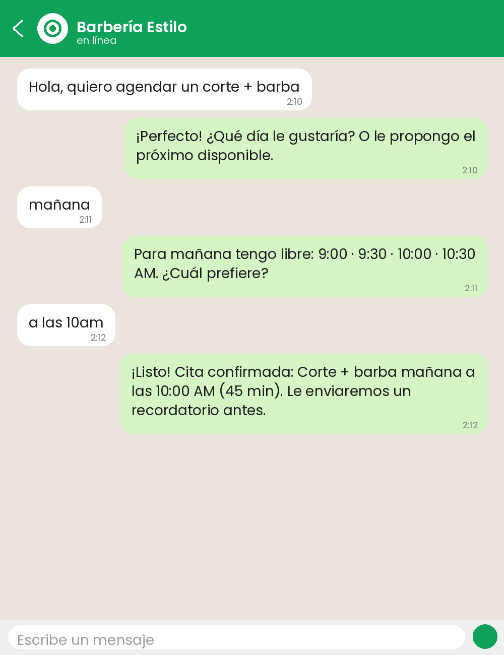 Reserva por chat