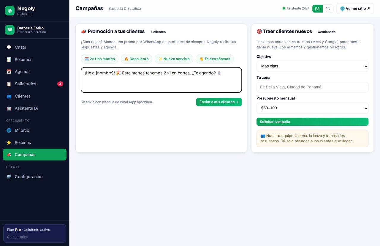 Panel de campañas