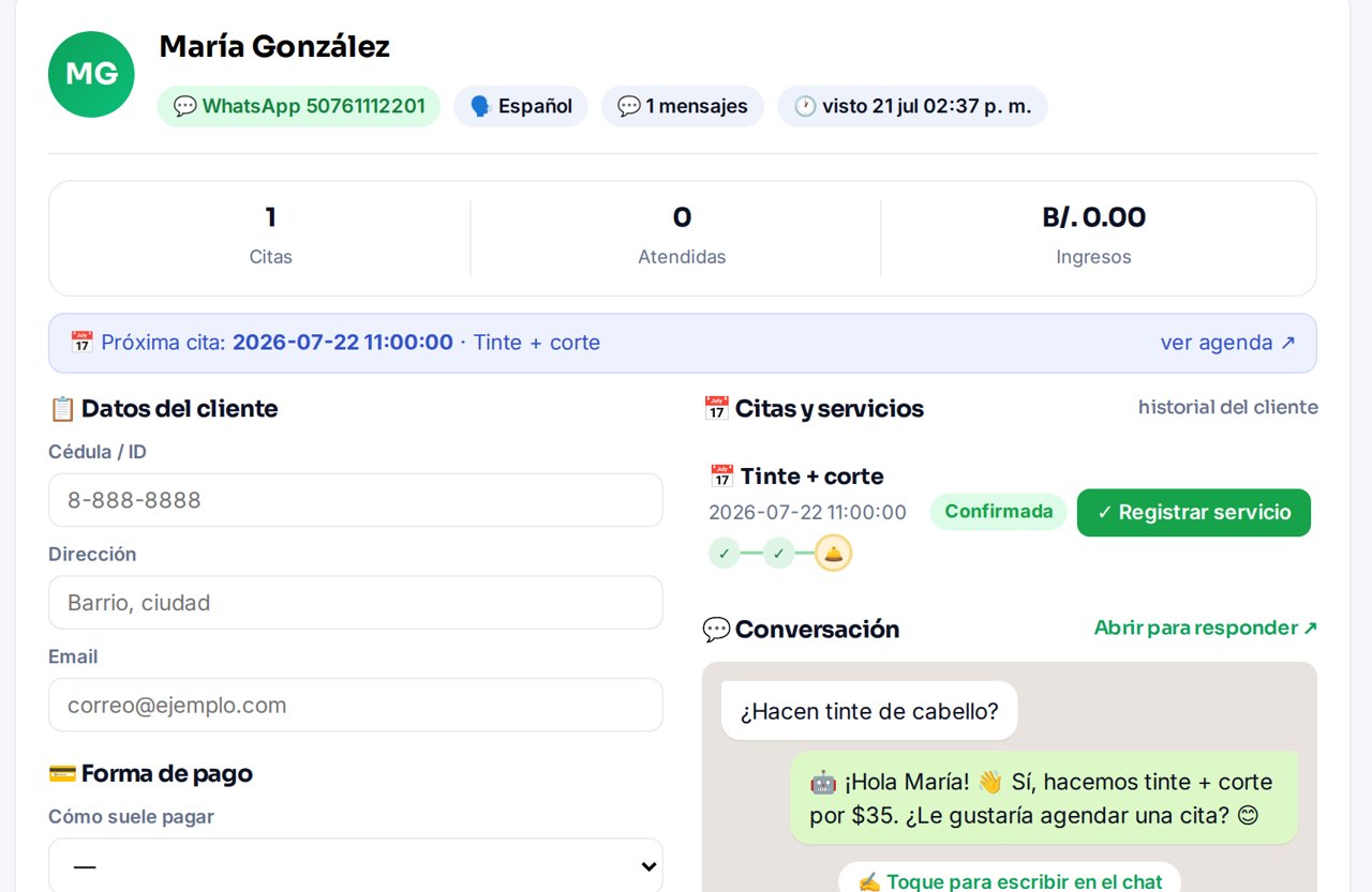 Ficha del cliente con historial