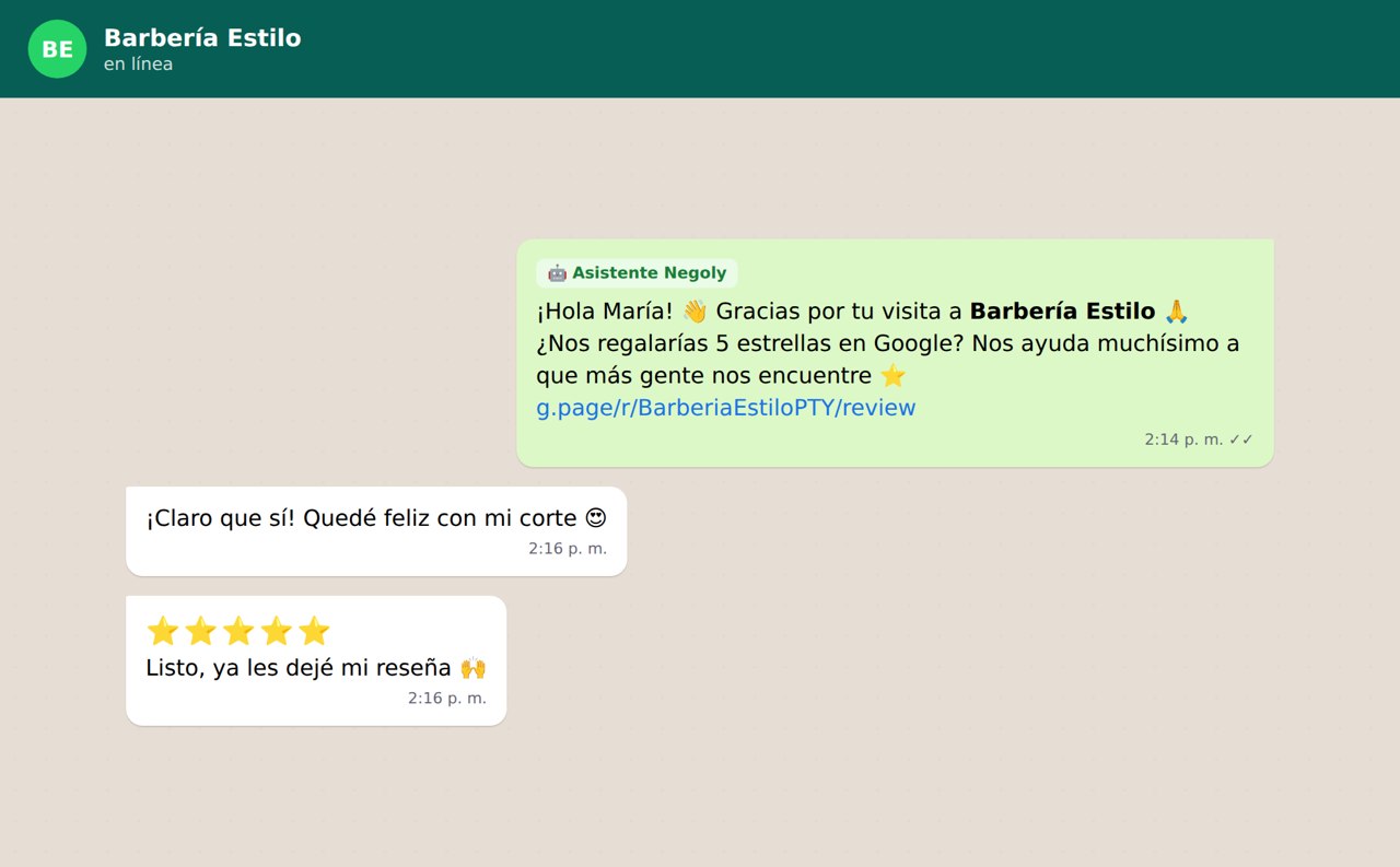El cliente recibe la solicitud de reseña