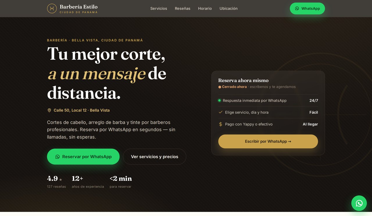 Sitio web de ejemplo — Barbería Estilo