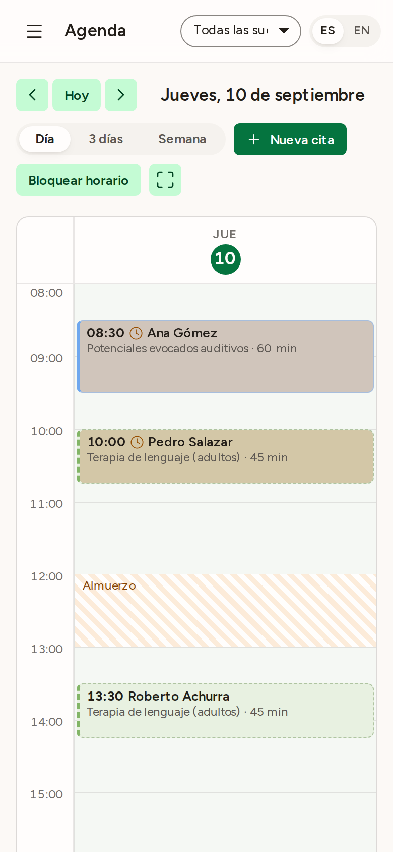 A calendar per professional
